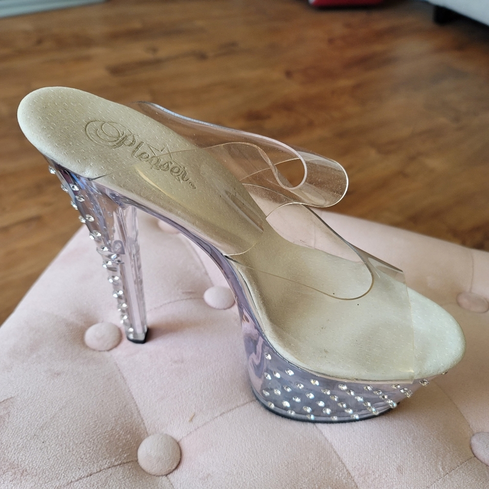 Clear platform heels